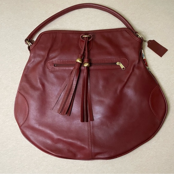 Kilim ARTS Turkish Embroidered Silk Bag Red Brown Leather Purse - Picture 2 of 7